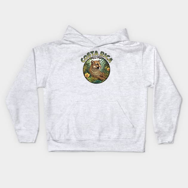 Pura Vida Paradise: Majestic Cougars in Costa Rica Kids Hoodie by Costa Rica Designs